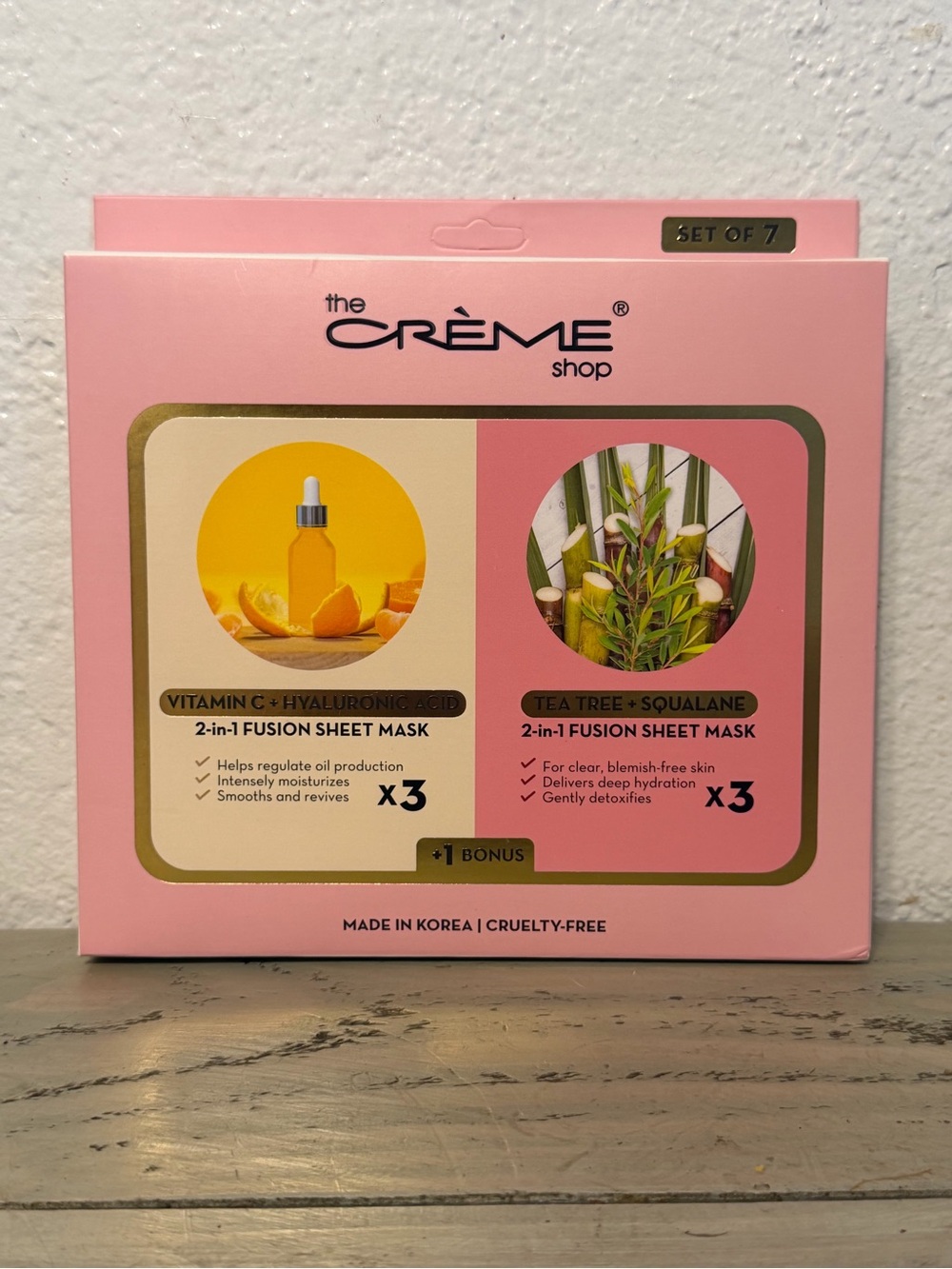 The Crème Shop Pink 2-in-1 Fusion Sheet Mask Set — Vitamin C & Tea Tree